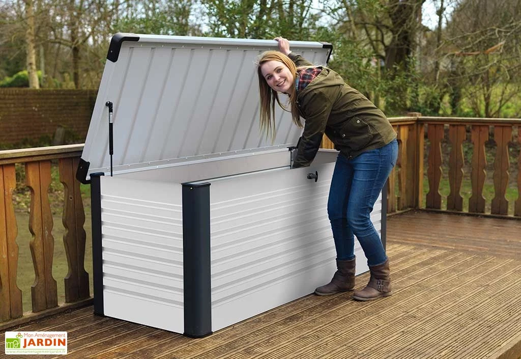 Coffre De Rangement Design En Métal PatioBox 187x78,5x72cm (4 Coloris) 1 Coffre De Rangement Design En Métal PatioBox 187x78,5x72cm (4 Coloris)
