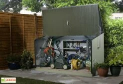 Coffre De Rangement Métal Storeguard Vert (196x89x113) -Abriet Mobilier Soldes Boutique coffre rangement metal jardin trimetals vert 2