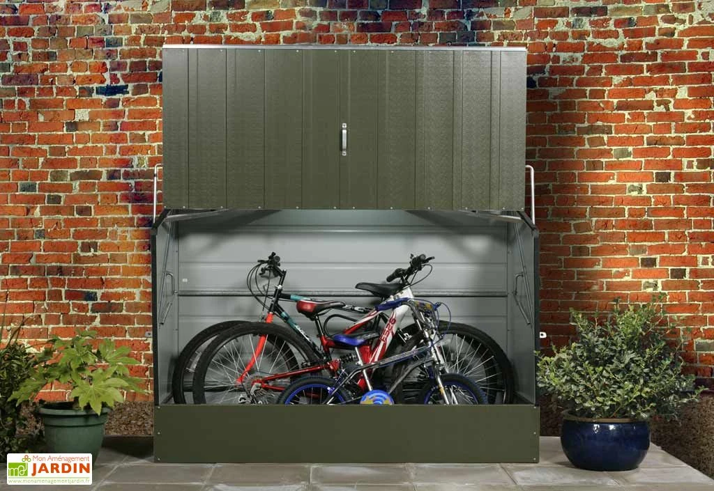 Coffre De Rangement Métal Vélos Vert (196x89x133) 2 Coffre De Rangement Métal Vélos Vert (196x89x133) – Image 2
