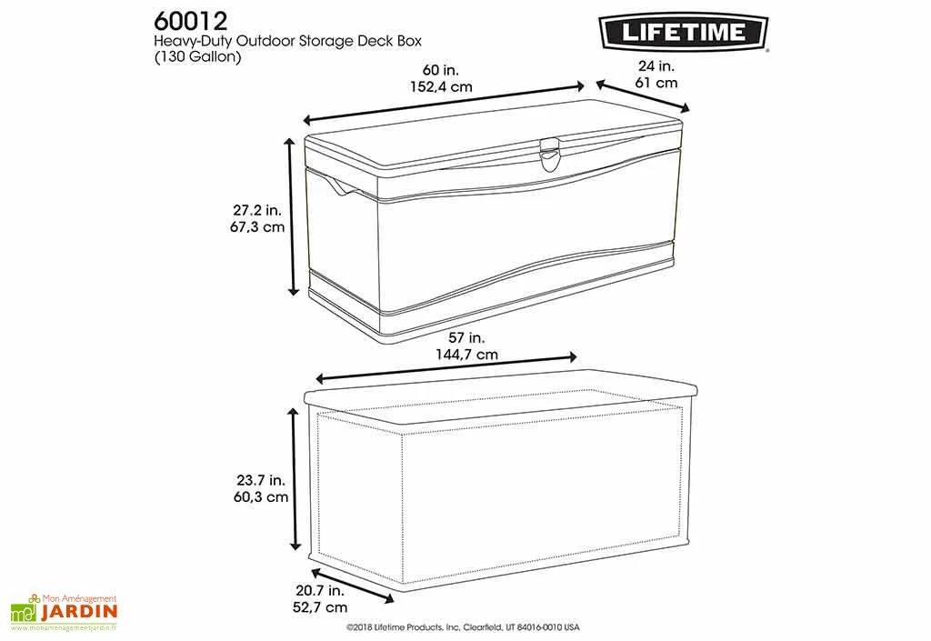 Coffre De Rangement Intérieur/Extérieur En Polyéthylène 492L Lifetime (152x61x67cm) 6 Coffre De Rangement Intérieur/Extérieur En Polyéthylène 492L Lifetime (152x61x67cm) – Image 6