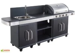 Cuisine D'extérieur Avec Desserte, évier Et Barbecue Gaz 4 Brûleurs