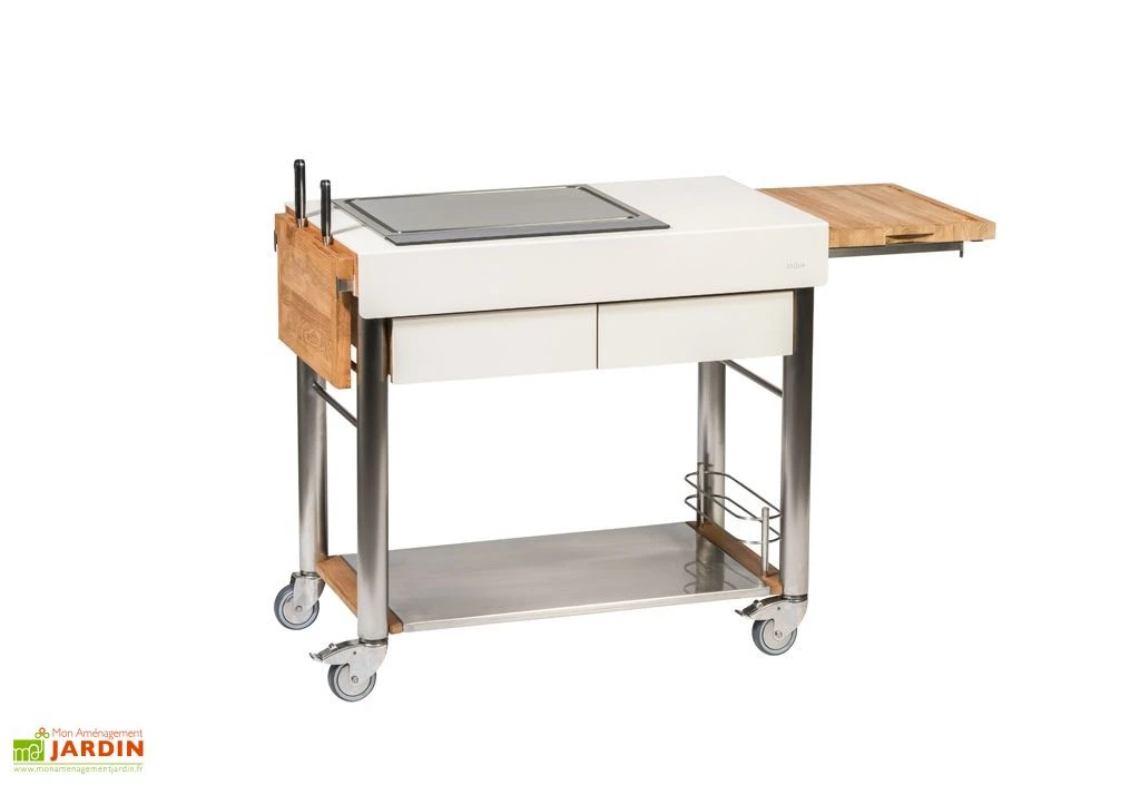 Chariot Pour Cuisine Extérieure Aluminium Et Teck ServeBoy Duo Unico 1 Chariot Pour Cuisine Extérieure Aluminium Et Teck ServeBoy Duo Unico