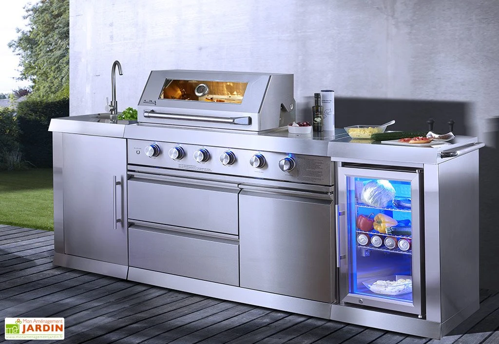 Cuisine Extérieure En Inox : Barbecue Gaz, Réfrigérateur, évier – Oxford 1 Cuisine Extérieure En Inox : Barbecue Gaz, Réfrigérateur, évier – Oxford