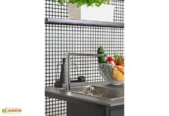 Cuisine Extérieure Professionnelle 5 Modules Grey CANA Classic + Housse -Abriet Mobilier Soldes Boutique cuisine exterieure professionnelle 5 modules grise bois acier cana classic avec housse de protection offerte cana concept 4