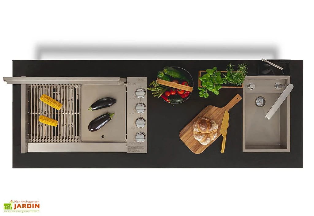 Cuisine Extérieure Professionnelle à 4 Modules SAPELI CANA Style + Housse 2 Cuisine Extérieure Professionnelle à 4 Modules SAPELI CANA Style + Housse – Image 2