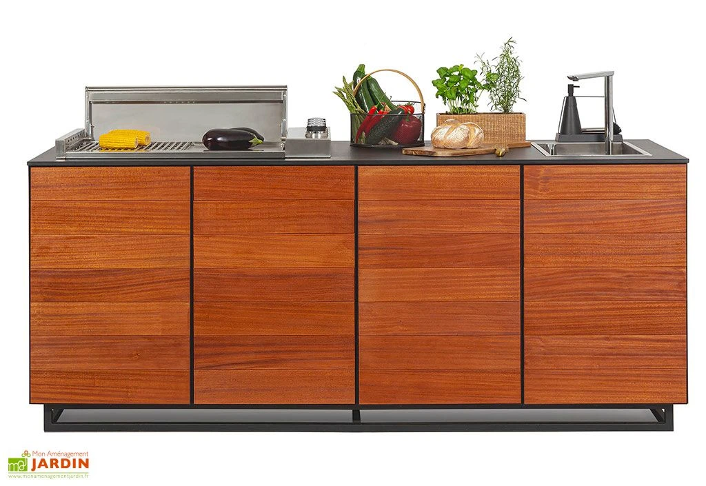 Cuisine Extérieure Professionnelle à 4 Modules SAPELI CANA Style + Housse 1 Cuisine Extérieure Professionnelle à 4 Modules SAPELI CANA Style + Housse