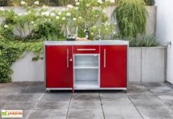 Cuisine Extérieure Avec Réfrigérateur Et évier – MO 150 S 8 Cuisine Extérieure Avec Réfrigérateur Et évier – MO 150 S -Abriet Mobilier Soldes Boutique cuisine exterieure rouge ouverte 1 porte