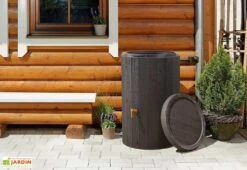Garantia Récupérateur D’eau De Pluie 220 L Avec Robinet Et Collecteur – Madera -Abriet Mobilier Soldes Boutique cuve eau pluie decorative effet bois 220l madera