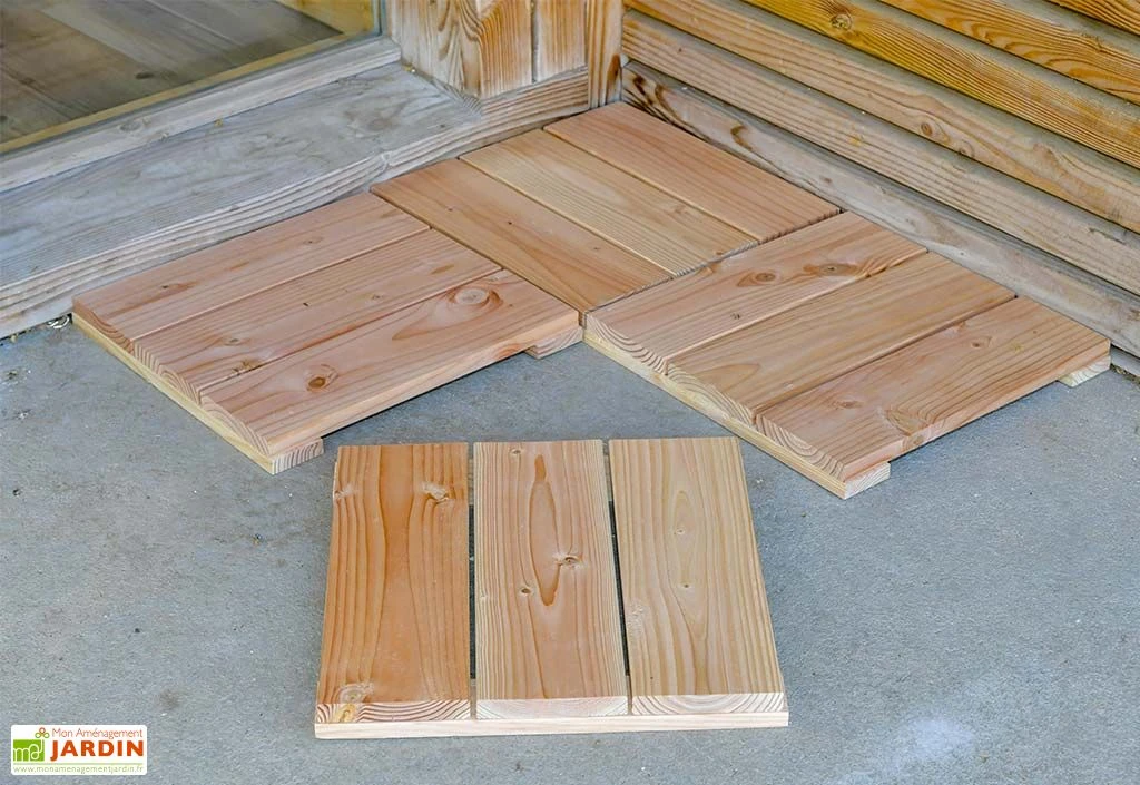 Dalle Pour Terrasse Et Jardin En Bois Douglas 37 X 37 Cm (4 Pièces) 1 Dalle Pour Terrasse Et Jardin En Bois Douglas 37 X 37 Cm (4 Pièces)