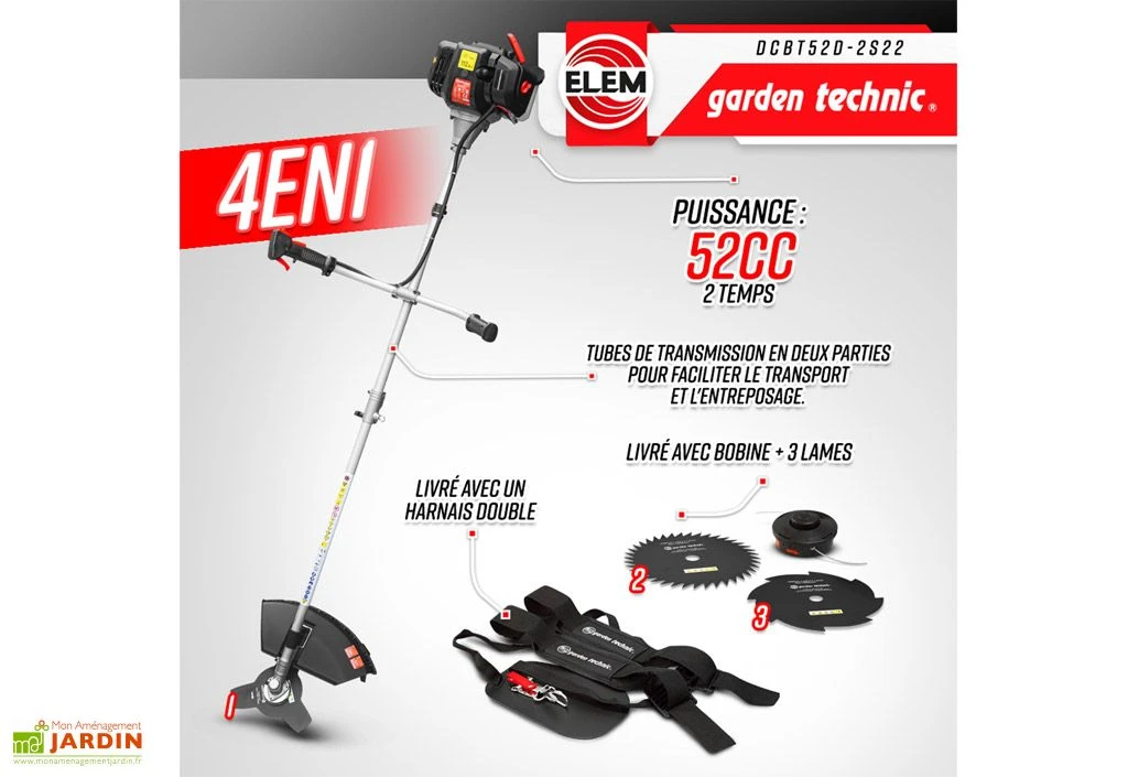 Débroussailleuse Thermique 52 CC + 3 Lames 2 Débroussailleuse Thermique 52 CC + 3 Lames – Image 2