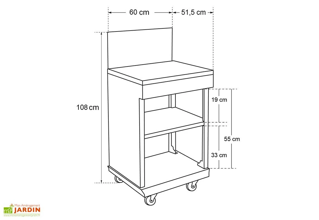 Desserte Extérieure En Métal Fidgi – L 60 X L 45,5 X H 108 Cm 4 Desserte Extérieure En Métal Fidgi – L 60 X L 45,5 X H 108 Cm – Image 4