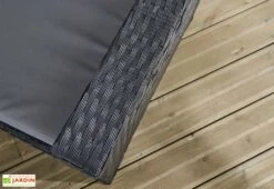 Salon De Jardin 4 Places En Aluminium Et Résine Tressée - Belem -Abriet Mobilier Soldes Boutique detail accoudoir fauteuil jardin resine tressee noir