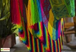 Hamac Double En Tissu Fait Main 1,80 X 2,40 M - Medellin XXL -Abriet Mobilier Soldes Boutique detail franges toile hamac medellin xxl