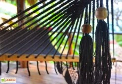 Hamac En Coton Tissé à La Main 100 X 237 Cm - Managua L 5 Hamac En Coton Tissé à La Main 100 X 237 Cm - Managua L -Abriet Mobilier Soldes Boutique detail hamac coton noir managua