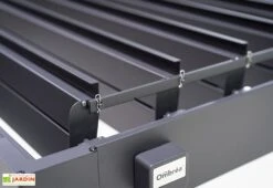Pergola Bioclimatique Adossée En Aluminium Anthracite 15,9 M² - Ombréa -Abriet Mobilier Soldes Boutique detail pergola alu anth
