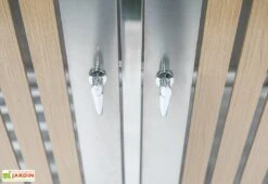 Cache Poubelle Extérieur Double Inox Imitation Bois – 2x 240 Litres -Abriet Mobilier Soldes Boutique detail poignee cache poubelle westmann wmhhwtc 51