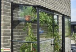 Halls Serre De Jardin Adossée En Verre Trempé Qube Lean-to 26 – 1,2 M² -Abriet Mobilier Soldes Boutique detail serre jardin murale verre