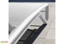 Bain De Soleil En Aluminium Et Textilène - Figari -Abriet Mobilier Soldes Boutique detail transat figari blanc terrasse
