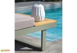 Salon De Jardin Modulable 4 Places En Aluminium Et Acacia - Tokyo -Abriet Mobilier Soldes Boutique details banquette jardin aluminium bois