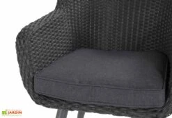 Ensemble Repas De Jardin 4 Personnes En Aluminium Et Résine Anthracite -Abriet Mobilier Soldes Boutique details chaise jardin anthracite