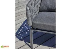 Salon De Jardin 4 Places En Aluminium Et Corde Tressée - Camargue -Abriet Mobilier Soldes Boutique details fauteuil jardin gris