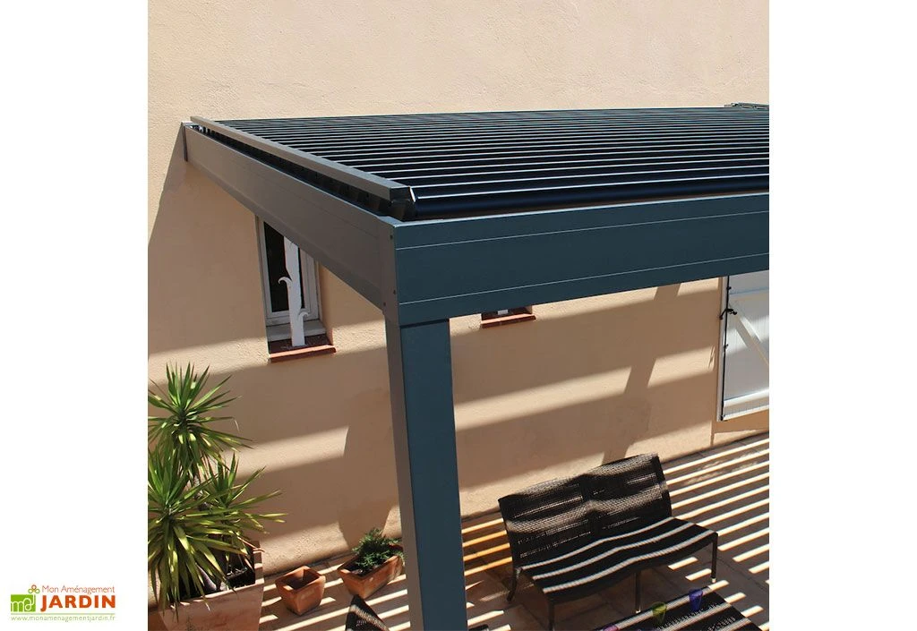 Pergola Bioclimatique Adossée En Alu Avec Lames Motorisées Hostun II 2 Pergola Bioclimatique Adossée En Alu Avec Lames Motorisées Hostun II – Image 2