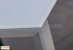 Table De Jardin Extensible En Aluminium Et Verre Honfleur 180/250 Cm -Abriet Mobilier Soldes Boutique details plateau verre table jardin extensible aluminium verre honfleur