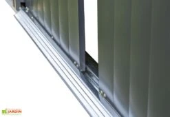 Abri De Jardin En Acier Galvanisé 8,5 M² -Abriet Mobilier Soldes Boutique details porte coulissante abri jardin acier galvanise noir 1