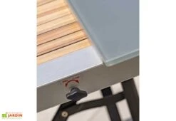 Table De Jardin Extensible En Aluminium Et Verre Honfleur 180/250 Cm -Abriet Mobilier Soldes Boutique details rallonge table jardin extensible aluminium verre honfleur