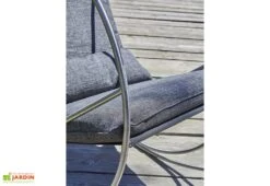 Rocking Chair De Jardin En Inox Et Textilène - Caprera -Abriet Mobilier Soldes Boutique details structure coussins fauteuil jardin caprera