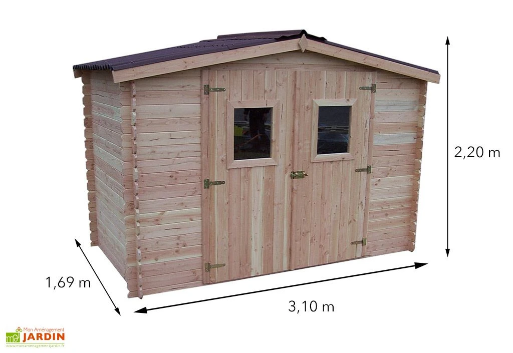 Abri De Jardin En Bois Douglas 20 Mm – 5,24 M² : 1,69 X 3,10 M 4 Abri De Jardin En Bois Douglas 20 Mm – 5,24 M² : 1,69 X 3,10 M – Image 4