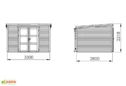 Abri De Jardin En Bois D’épicéa Brut Shelty Modern – 9,2 M² 5 Abri De Jardin En Bois D’épicéa Brut Shelty Modern – 9,2 M² -Abriet Mobilier Soldes Boutique dimensions abri schema