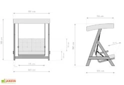 Balancelle De Jardin 2 Personnes - Bois Imprégné – Paris 1700 8 Balancelle De Jardin 2 Personnes - Bois Imprégné – Paris 1700 -Abriet Mobilier Soldes Boutique dimensions balancelle jardin bois westmann as2051a