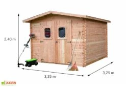 Abri De Jardin En Bois Douglas 28 Mm – 10,89 M² : 3,25 X 3,35 M 7 Abri De Jardin En Bois Douglas 28 Mm – 10,89 M² : 3,25 X 3,35 M -Abriet Mobilier Soldes Boutique dimensions cabane jardin bois douglas 28mm 10m2 dommar habrita