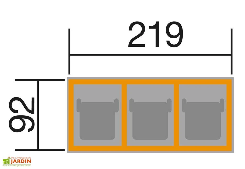 Cache-poubelle En Bois De Pin Traité 92 X 219 X 122 Cm (3 Poubelles) 2 Cache-poubelle En Bois De Pin Traité 92 X 219 X 122 Cm (3 Poubelles) – Image 2