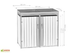 Cache Poubelle Extérieur Double Inox Imitation Bois – 2x 240 Litres -Abriet Mobilier Soldes Boutique dimensions cache poubelle westmann wmhhwtc 51