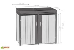 Cache Poubelle Extérieur Double Acier Imitation Bois – 2x 240 Litres -Abriet Mobilier Soldes Boutique dimensions cache poubelle westmann wmhhwtc 62
