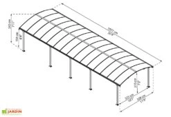 Carport Arcadia 10,7 X 3,59 M Gris | Palram - Canopia -Abriet Mobilier Soldes Boutique dimensions carport arcadia 11m palram canopia
