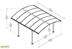 Carport Arcadia 4,35 X 3,59 M Gris | Palram - Canopia -Abriet Mobilier Soldes Boutique dimensions carport arcadia 4m palram canopia