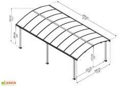 Carport Arcadia 6,49 X 3,59 M Gris | Palram - Canopia -Abriet Mobilier Soldes Boutique dimensions carport arcadia 7m palram canopia