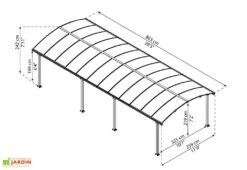 Carport Arcadia 8,63 X 3,59 M Gris | Palram - Canopia -Abriet Mobilier Soldes Boutique dimensions carport arcadia 9m palram canopia