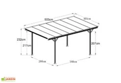Carport Autoportant En Aluminium Et Polycarbonate 15 M² – Lola -Abriet Mobilier Soldes Boutique dimensions carport lola forest style