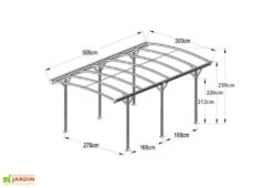 Carport Autoportant En Aluminium Et Polycarbonate 15 M² – Nora 7 Carport Autoportant En Aluminium Et Polycarbonate 15 M² – Nora -Abriet Mobilier Soldes Boutique dimensions carport nora forest style