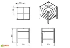 Carré Potager En Bois Autoclave Sur Pieds 80 X 80 Cm H. 88 Cm - Rezekne -Abriet Mobilier Soldes Boutique dimensions carre potager bois sureleve ekju 253394