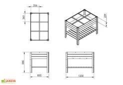 Carré Potager En Bois Autoclave Sur Pieds 120 X 80 Cm H. 88 Cm - Ventspils -Abriet Mobilier Soldes Boutique dimensions carre potager bois sureleve ekju 253478