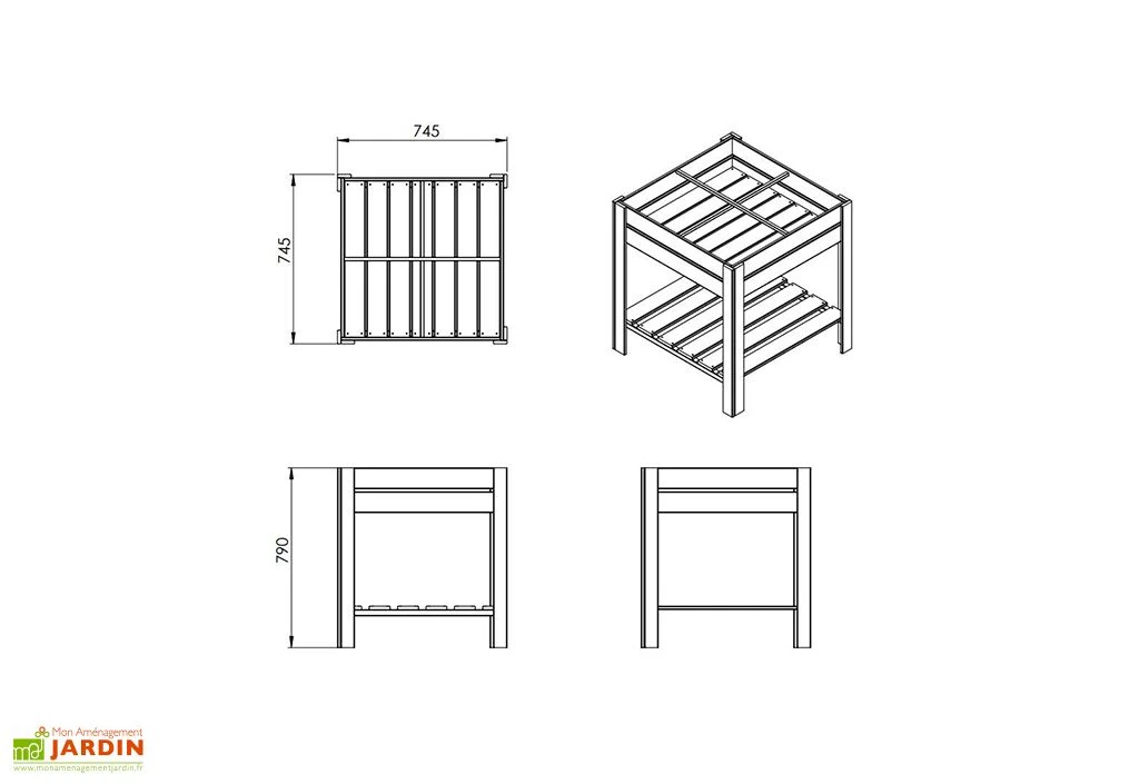 Carré Potager Sur Pieds En Bois Autoclave Brun - 75 X 75 X 79 Cm 6 Carré Potager Sur Pieds En Bois Autoclave Brun - 75 X 75 X 79 Cm – Image 6