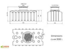 Cuve De Récupération D’eau De Pluie Enterrée – 2000 L Plate -Abriet Mobilier Soldes Boutique dimensions cuve 2000l greenlife