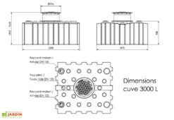 Cuve De Récupération D’eau De Pluie Enterrée – 3000 L Plate -Abriet Mobilier Soldes Boutique dimensions cuve 3000l greenlife