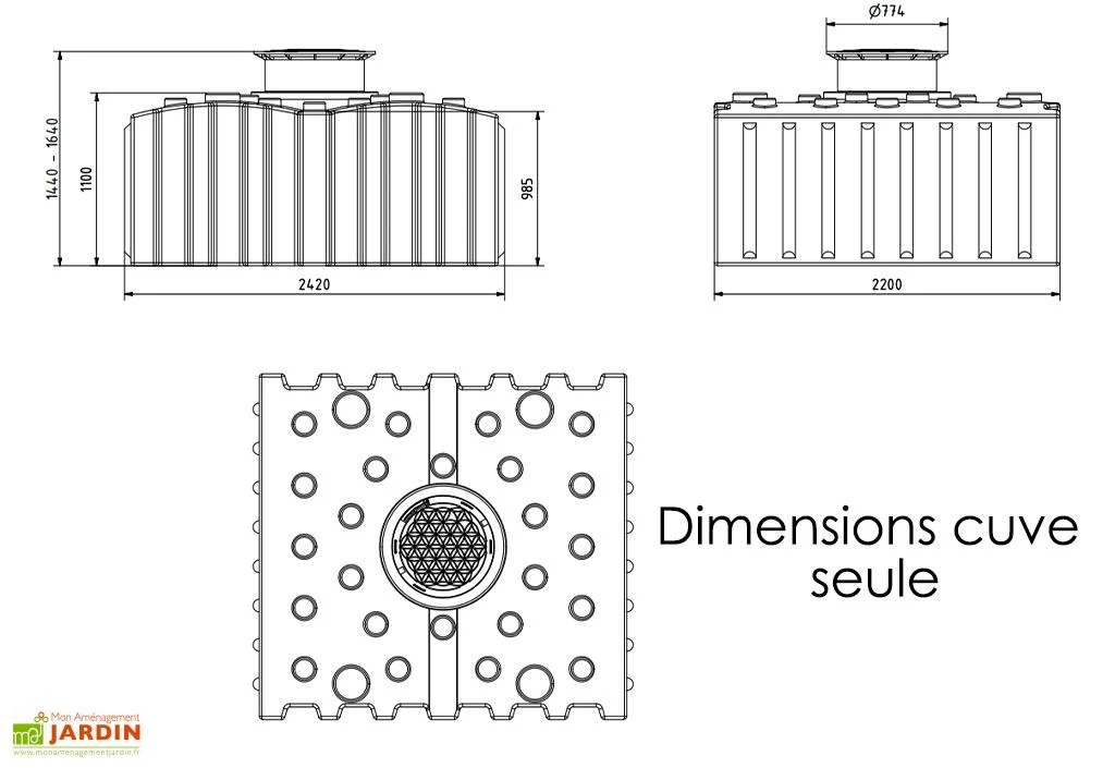 Cuve De Récupération D’eau De Pluie Enterrée – 4000 L Plate 3 Cuve De Récupération D’eau De Pluie Enterrée – 4000 L Plate – Image 3