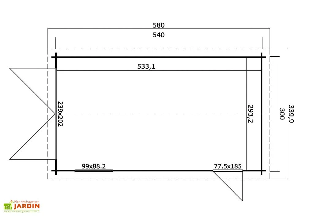 Garage En Bois Brut 34 Mm 5,40 X 3,00 M - Dillon 16,2 M² 3 Garage En Bois Brut 34 Mm 5,40 X 3,00 M - Dillon 16,2 M² – Image 3